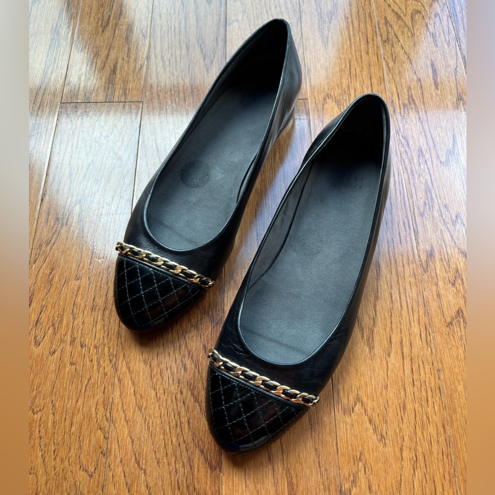 Stuart Weitzman Legacy Cap-Toe Leather Ballet Flats